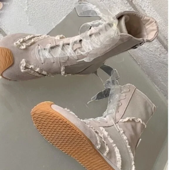 Ladies Shoes Lace up Boots - Picture 3 of 4